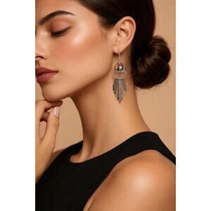 Navajo Paula Armstrong Sterling Silver Coral Dangling Earrings